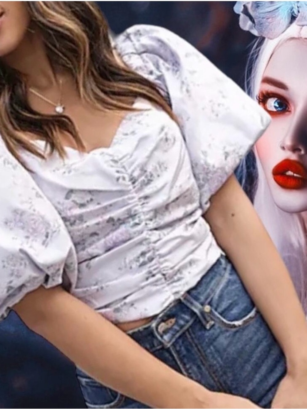 Express Lavender Floral Off-Shoulder Crop Top